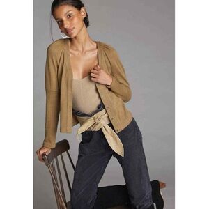 NWT Anthropologie puff sleeved brown tan cardigan top size small